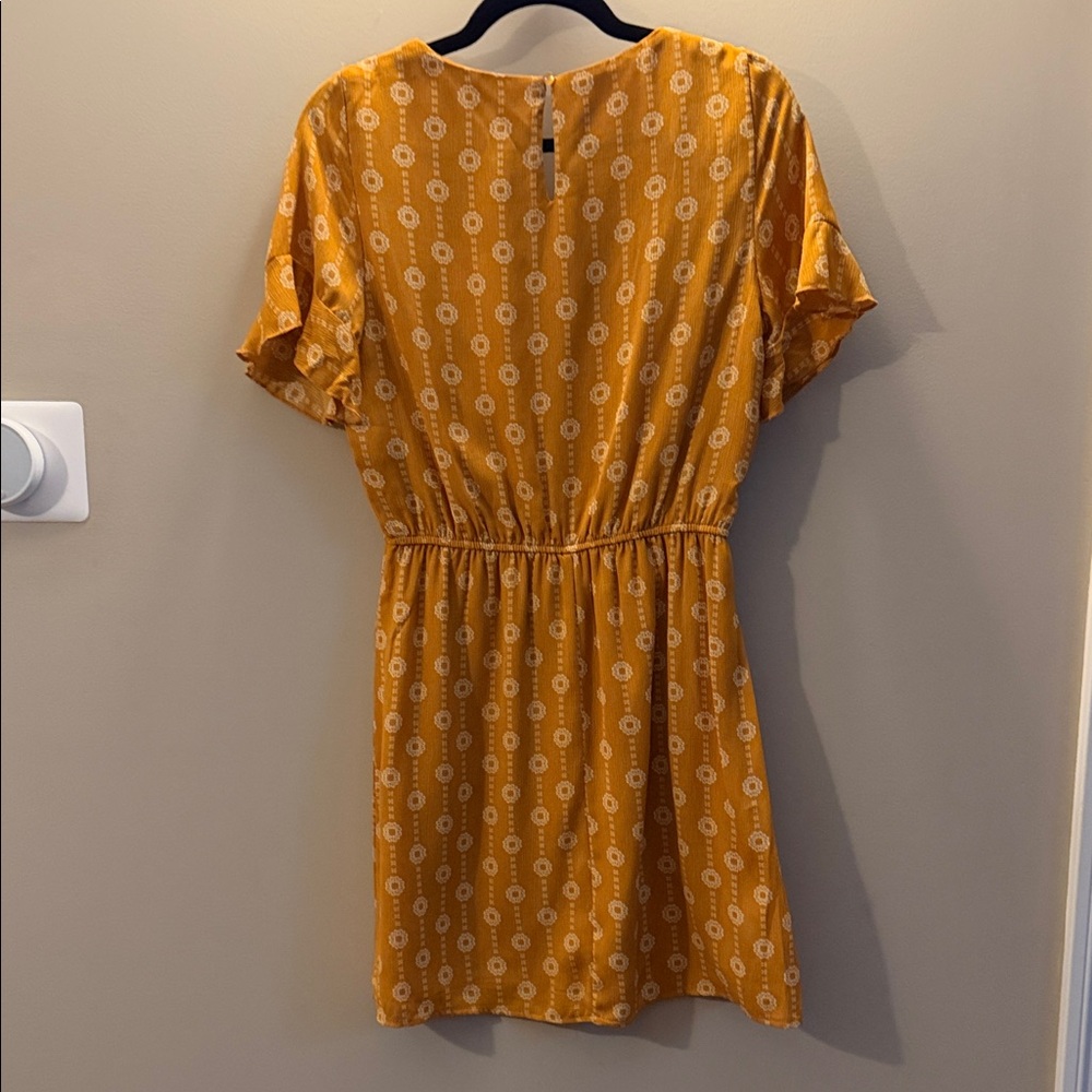 Francesca's Collections Mustard Patterned Mini Dress - Picture 3 of 3